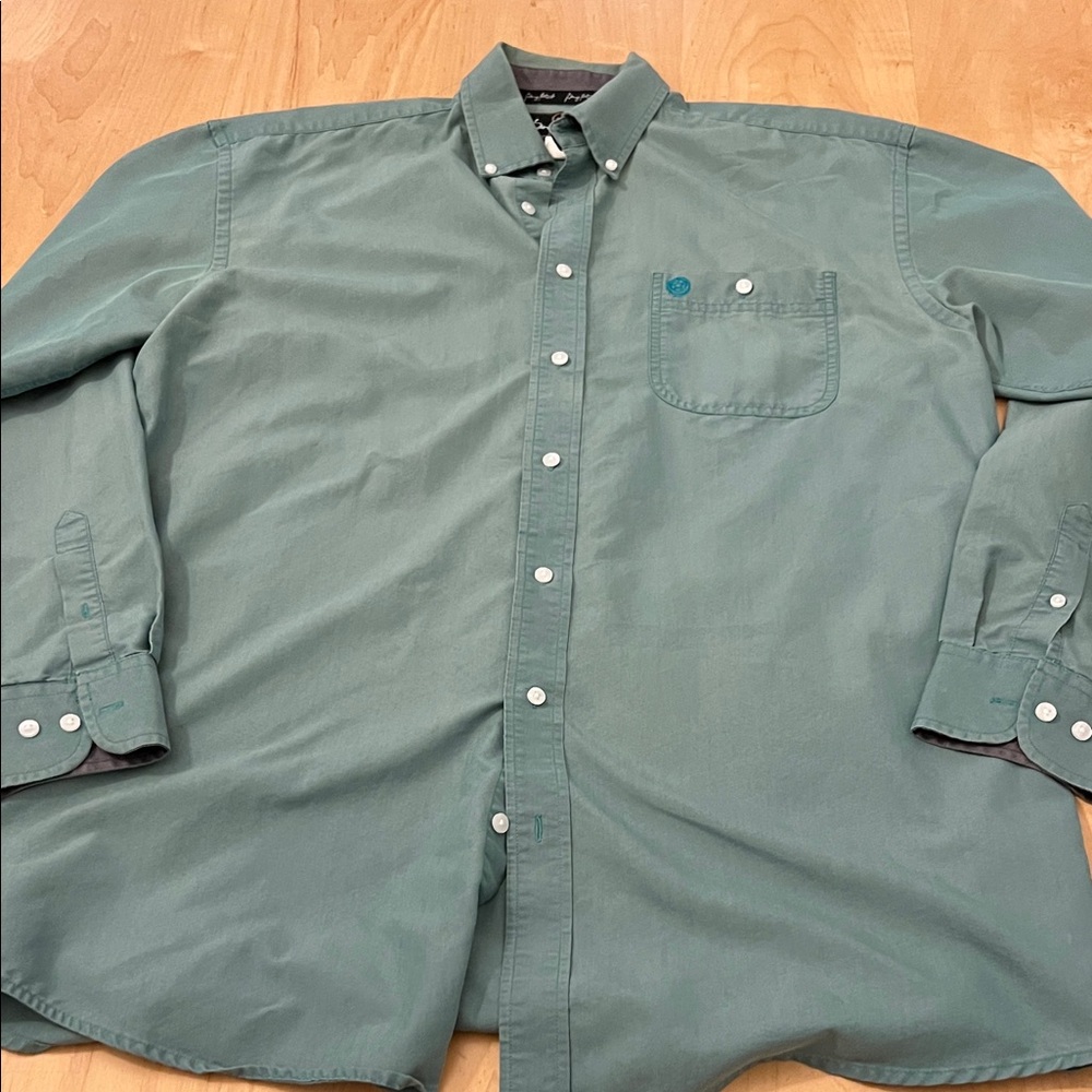 Wrangler Men's George Strait Collection Casual Teal Button-Down Shirt